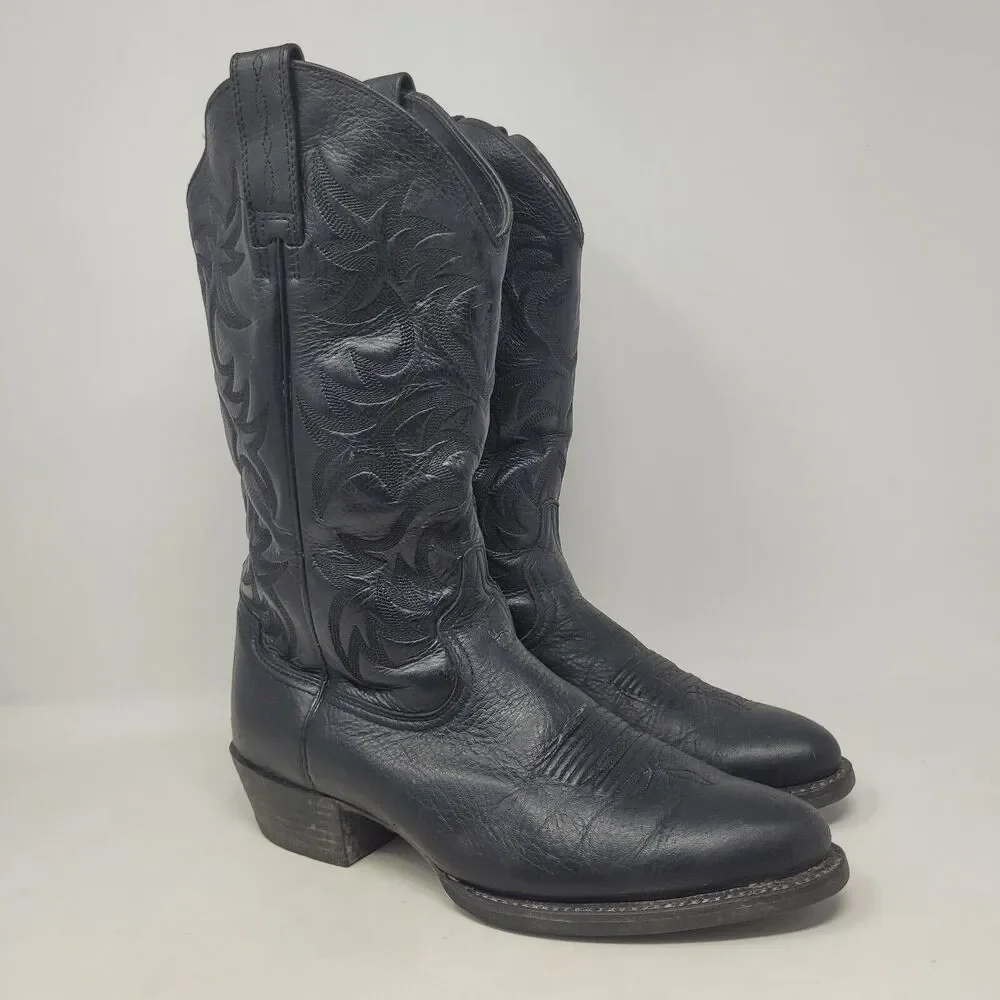 Ariat Boots Mens 9.5D Black Deertan Leather Heritage R Toe Western 10002218 - Picture 1 of 10